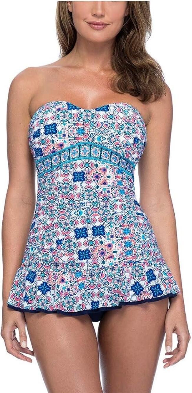 Profile by Gottex Standard Bandeau Swimdress 6 Tummy Control Resort Cruise NWT